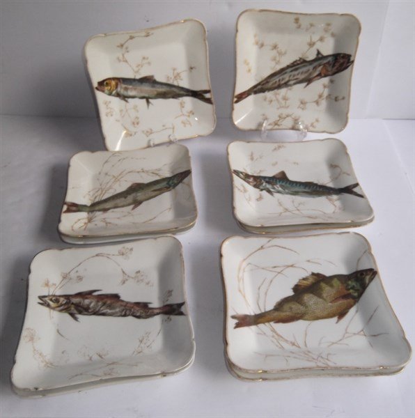 10  Haviland Limoges square fish plates (1 of 10)