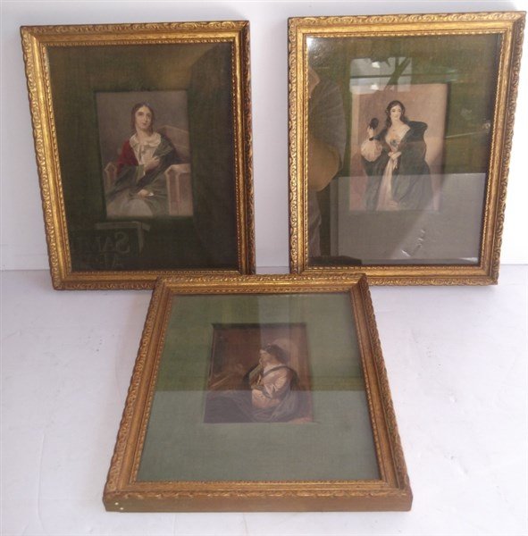 3 colored engravings woman portraits (1 of 4)