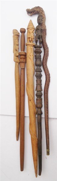 5 carved wood canes (1 of 8)