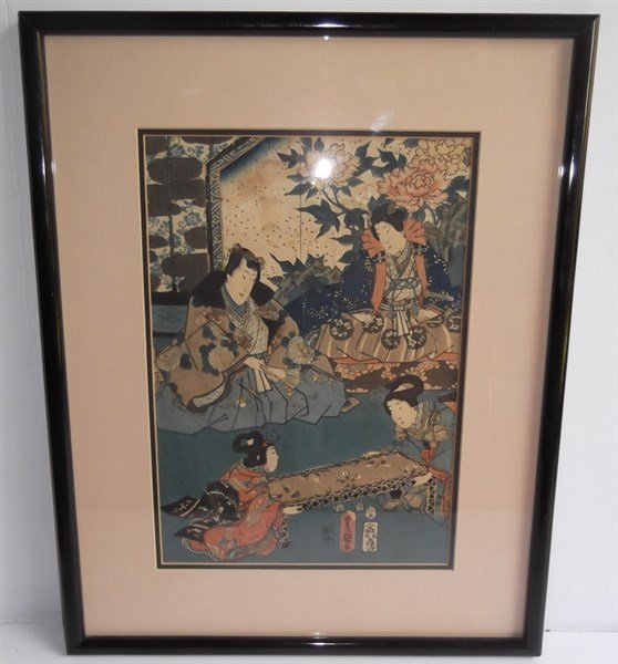 20th. c Japanese family scene print (1 of 4)