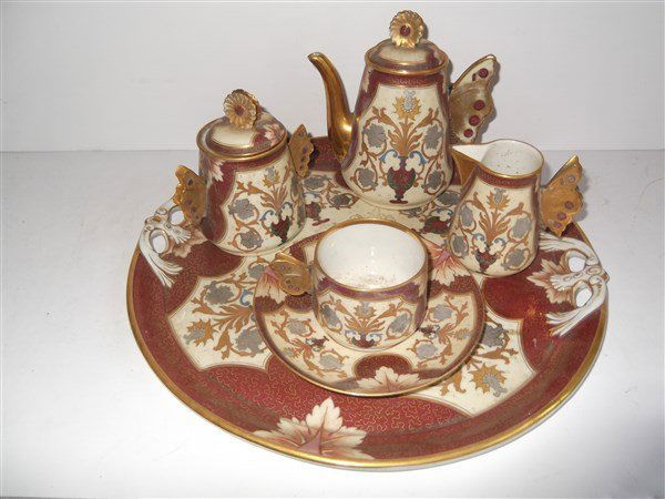 Porcelain single serving "Butterfly" tea set (1 of 9)