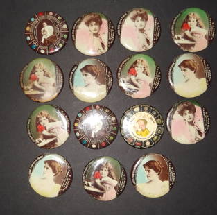 15 Vintage advertising pocket mirrors: 15 Vintage advertising pocket mirrors. 2 inches diam.