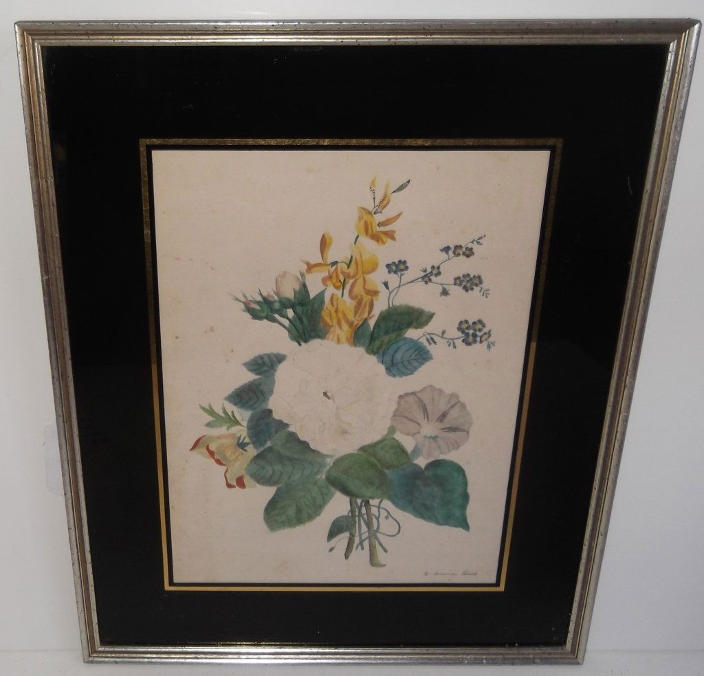 C. 1855 print framed still life (1 of 5)
