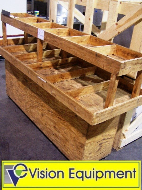 Used Wooden Produce Display Table on Casters