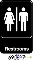 New Royal Unisex Restroom Sign 6 x 9 - Black