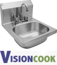 New Stainless Wall Mount Hand Sink w/ Deck Mount 