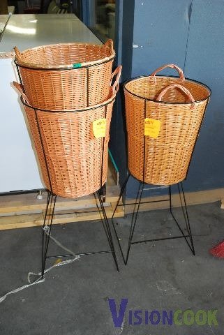 Lot of 2 Wicker Display Baskets on Stands