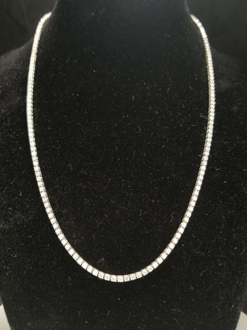 5.56 Carat Round Diamond White Gold Tennis Necklace (1 of 2)