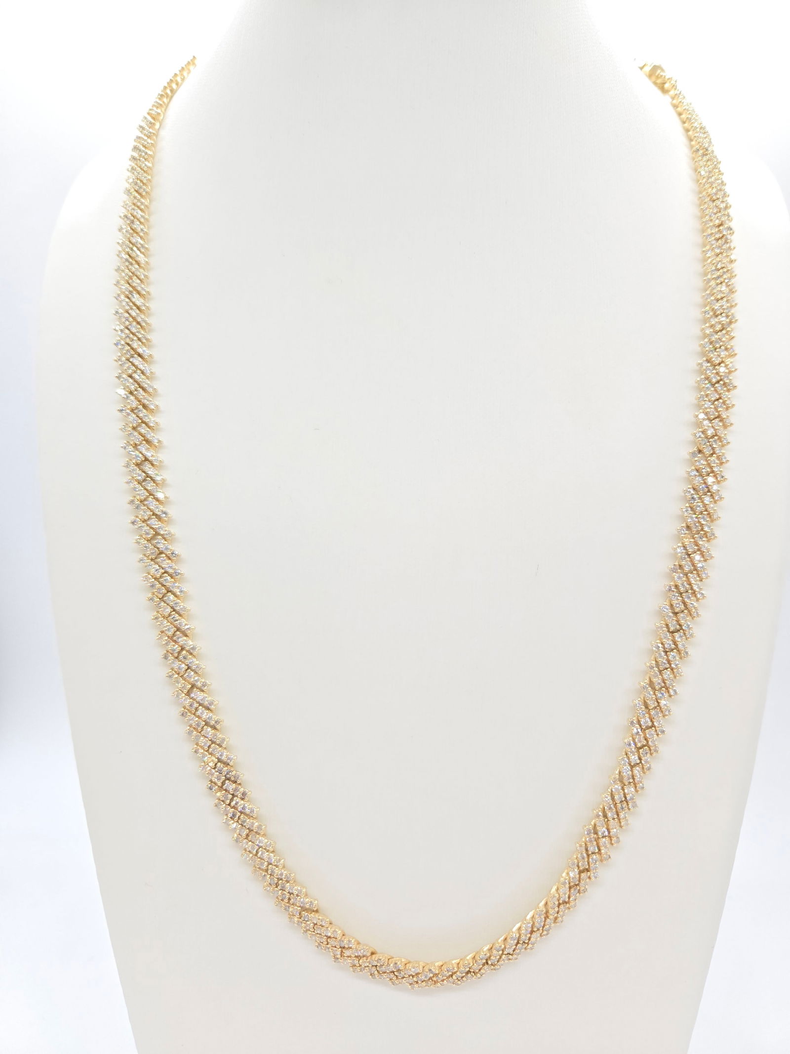11.26 Carats Natural Diamonds Cuban Necklace Chain 10 Karats Yellow Gold 22'' (1 of 3)