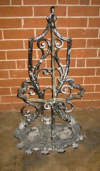 Victorian metal umbrella stand. 47" x 27" x 13" 