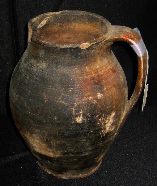 Antique terracotta wine jug. 10"