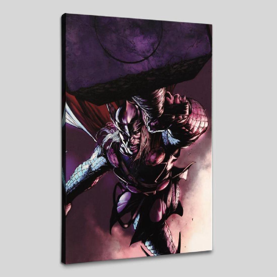 "Thor #7" Limited Edition Giclee on Canvas by Marko: A piece of comic book history, this limited edition, from original art by Marko Djurdjevic, depicts the heroic Thor. Marko Djurdjevic was discovered by Marvel after posting a series of re-designs for