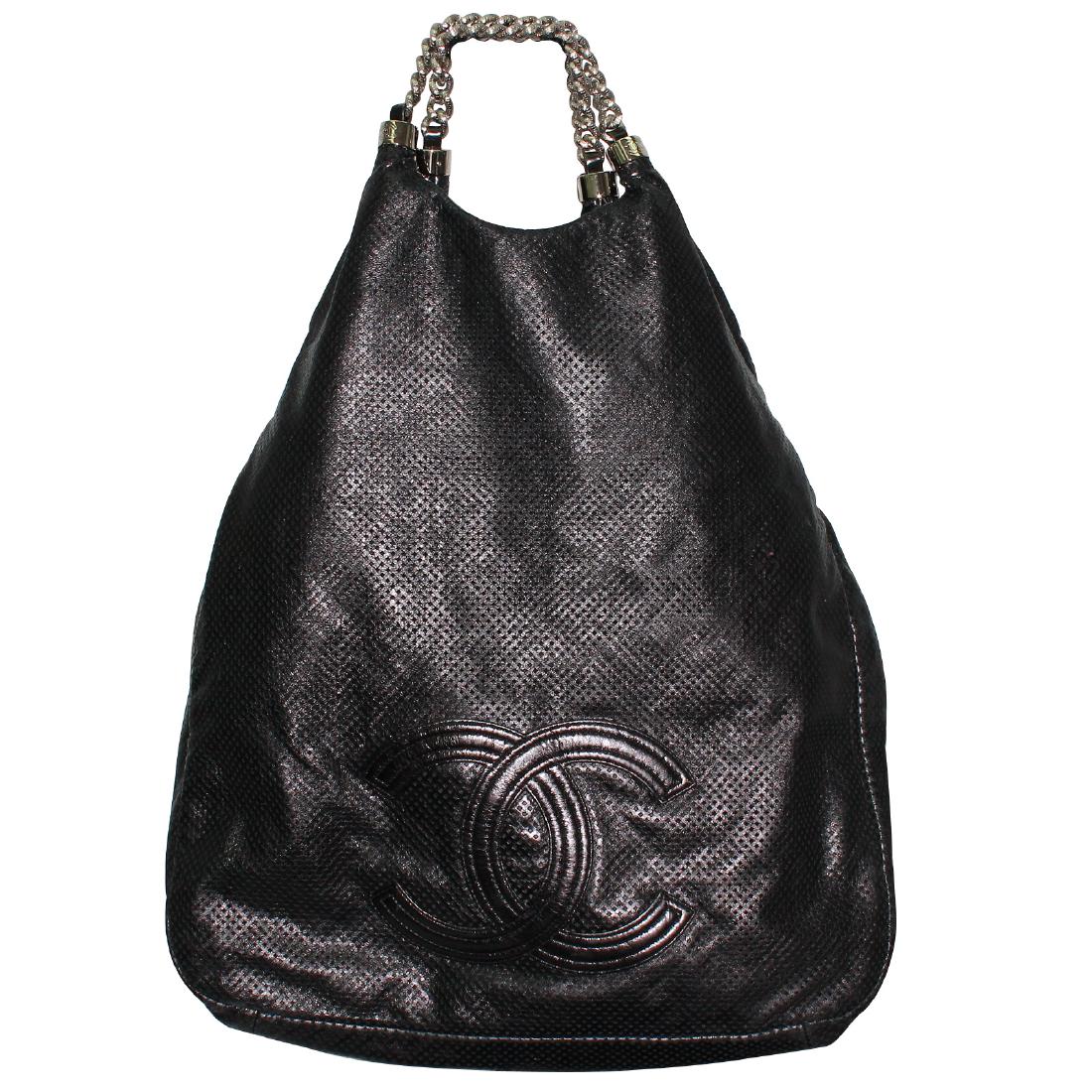 Chanel Rodeo XL Hobo Black Perforated Leather Tote Bag (1 of 12)