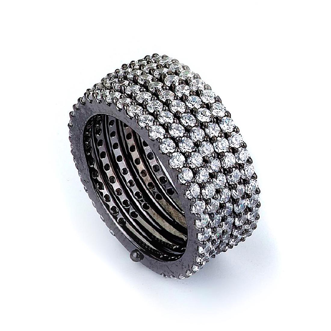 Sterling Silver Black Rhodium Plated and 5 rows of CZ (1 of 1)