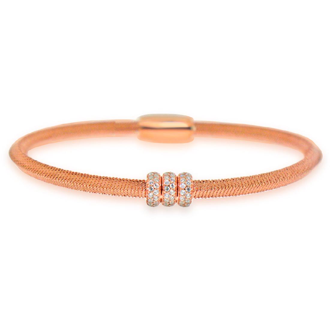 Sterling Silver Rose Gold Plated and 3 CZ Roundel Disk (1 of 1)