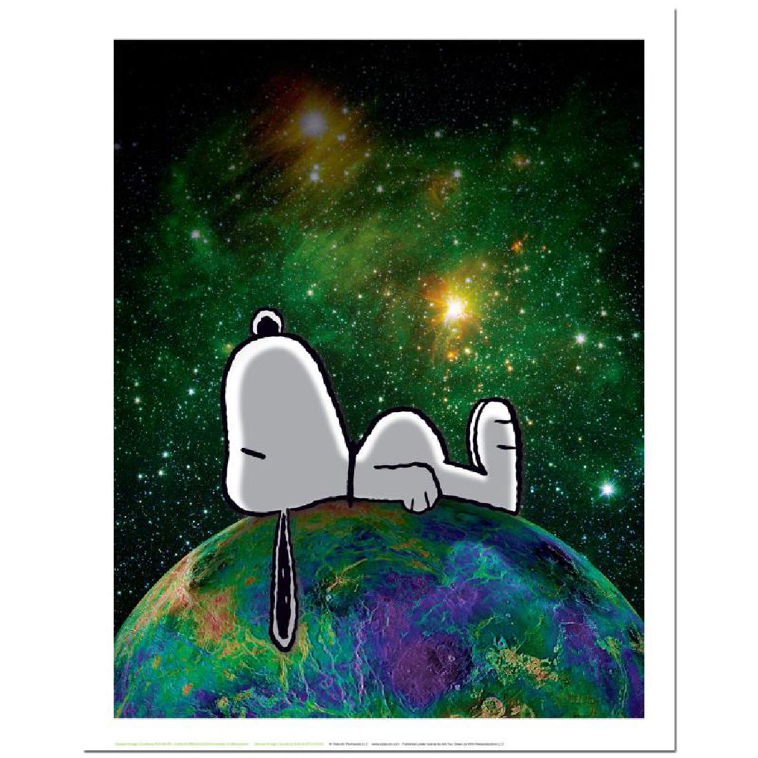 "On Top of the World" Hand Numbered Limited Edition: A beautiful edition combining the artwork of Schulz, with an official photograph from the NASA archives. Credited University of Wisconsin. You won't be able to stop looking at this stunning piece once