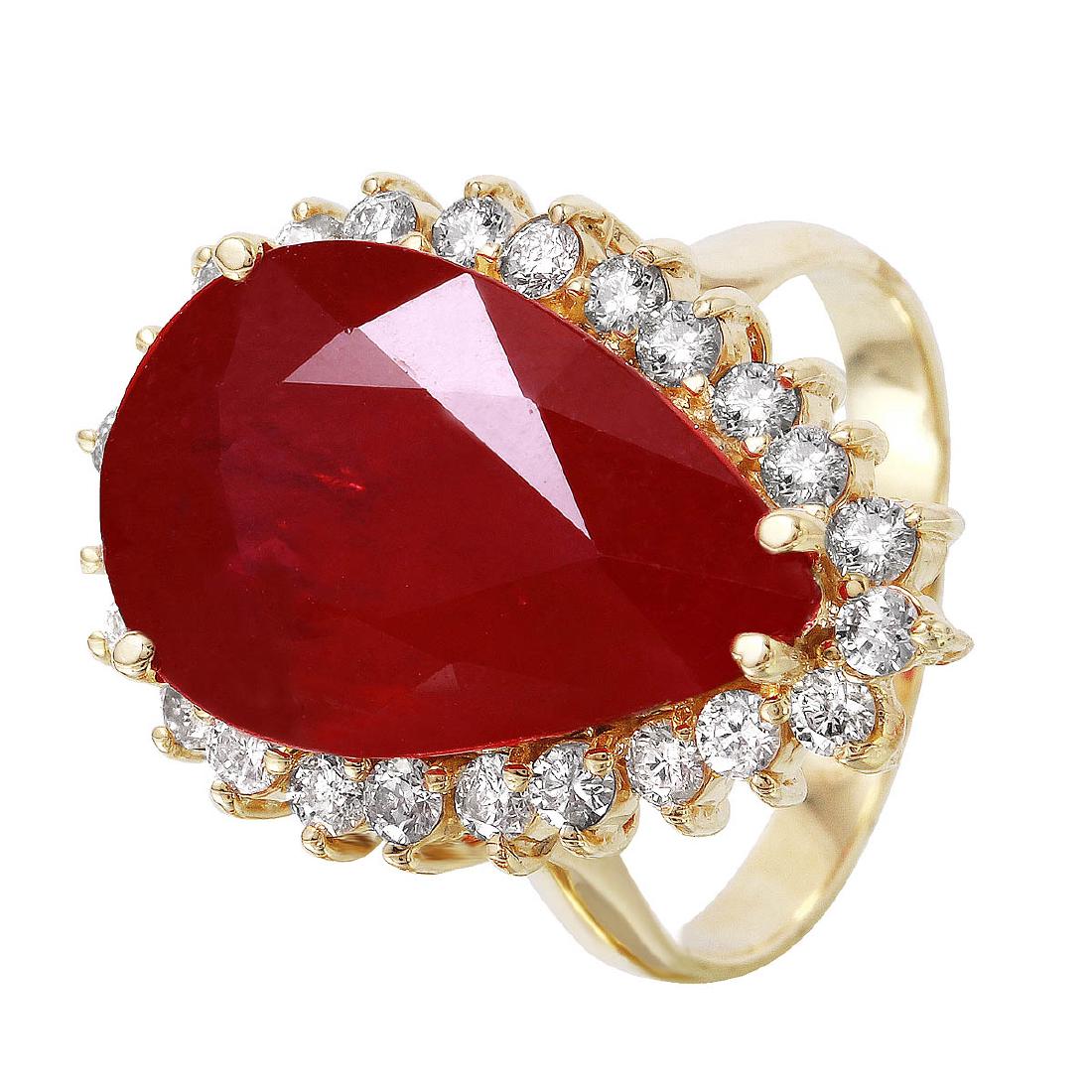 14KT Yellow Gold Ruby & Diamond Ring (1 of 4)