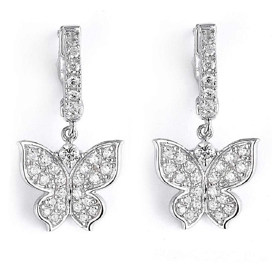 Sterling Silver Rhodium Plated and CZ Butterfly Dangle (1 of 1)