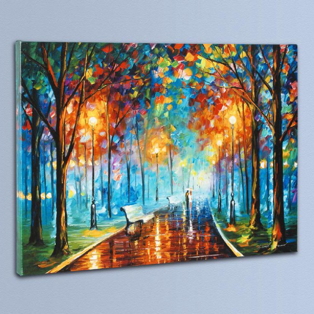 "Misty Mood" LIMITED EDITION Giclee on Canvas by Leonid: Leonid Afremov's masterful use of color and texture make his paintings unique collectibles that are sure to brighten any wall. "Misty Mood" is a limited edition giclee on stretched canvas, numbered in