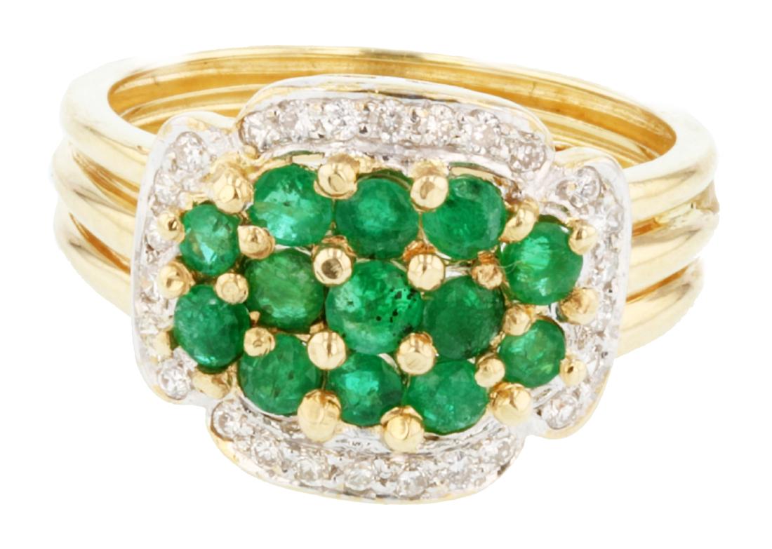 14KT Yellow Gold Emerald and Diamond Ring (1 of 8)