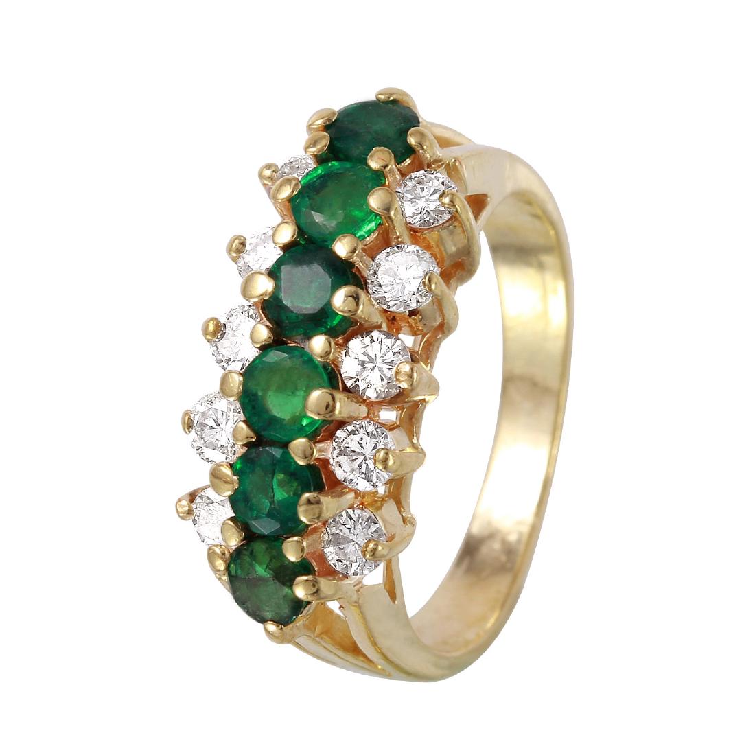 14KT Yellow Gold Emerald & Diamond Ring (1 of 1)