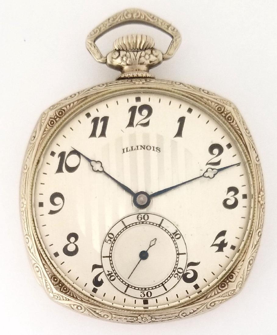 Art Deco Illinois 14K gold filled open face pocket (1 of 4)