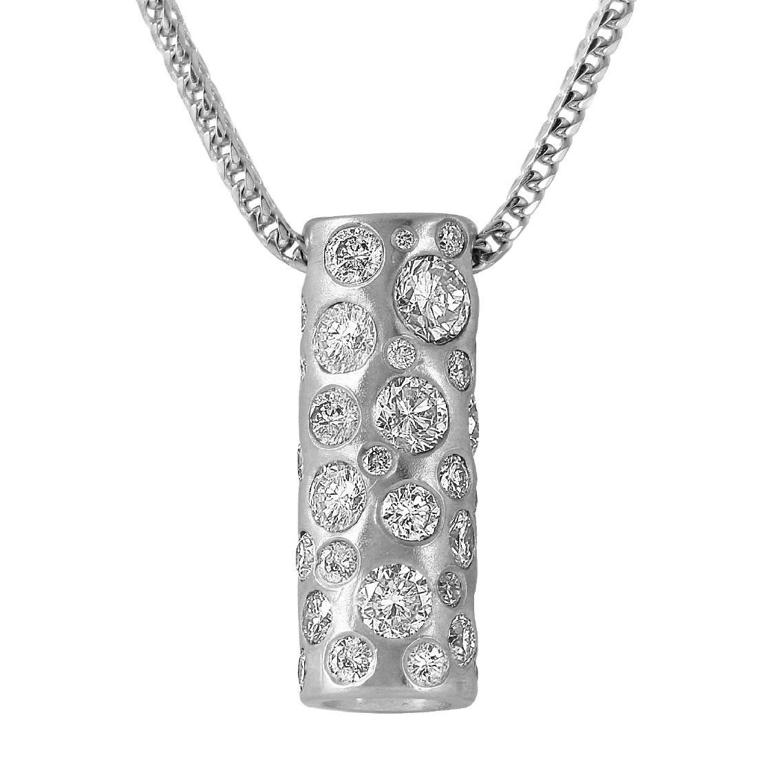14KT White Gold Diamond Pendant & Chain (1 of 3)