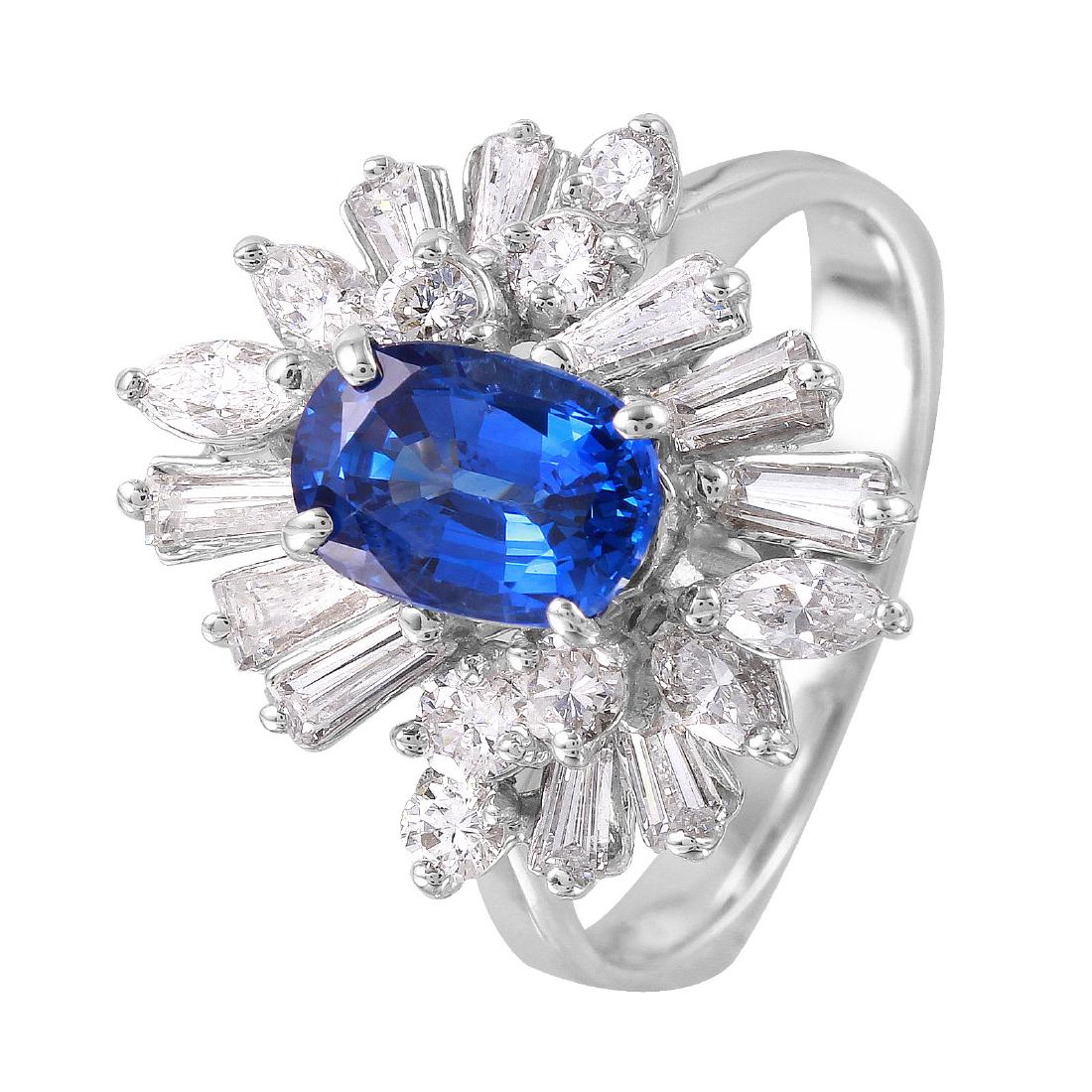 14KT White Gold Sapphire & Diamond Ring (1 of 4)