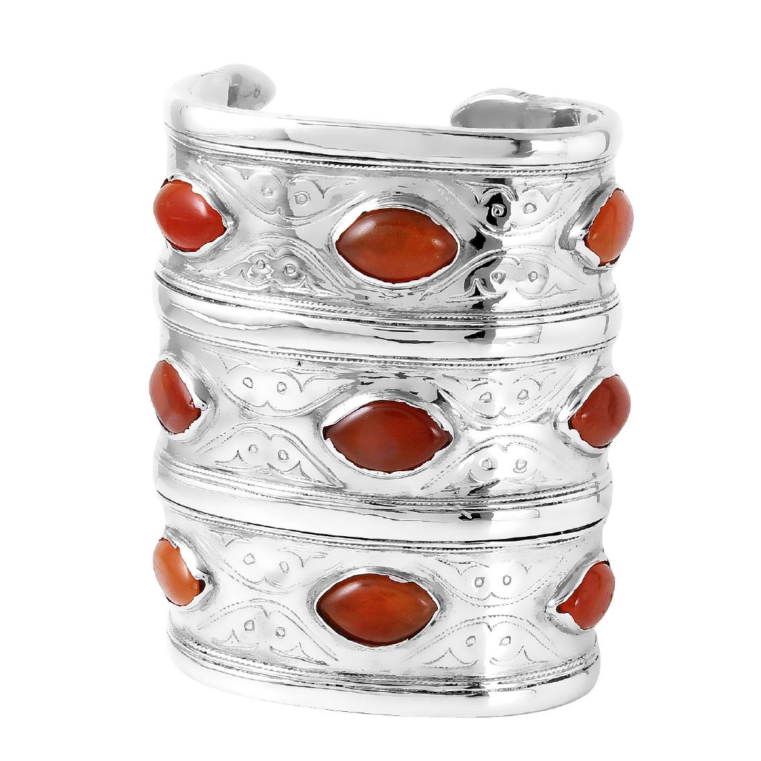 Natural Agate Sterling Silver Cuff Bracelet (1 of 2)