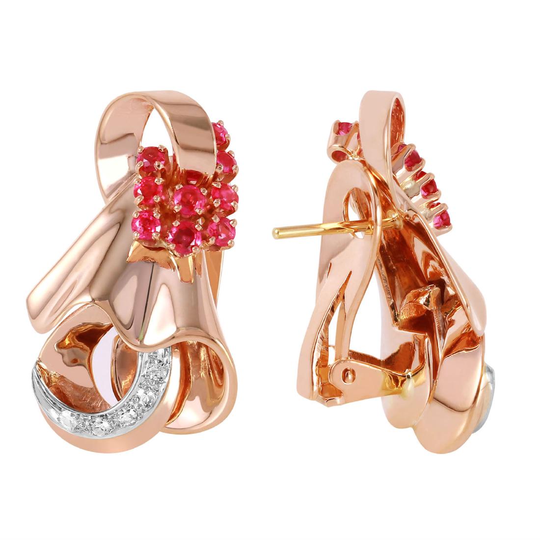 14KT Rose Gold Ruby and Diamond Earrings (1 of 2)