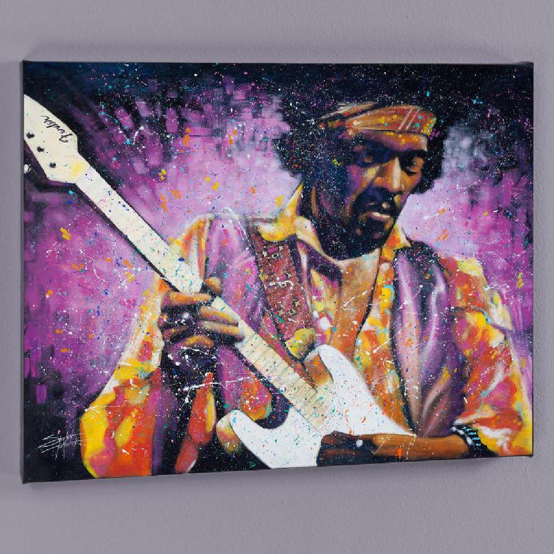 "Watchtower" LIMITED EDITION Giclee on Canvas by: With bright colors and expressive lines, Stephen Fishwick puts a unique spin on pop culture portraits. "Watchtower" is a limited edition giclee on stretched canvas, numbered and bears the artist's aut