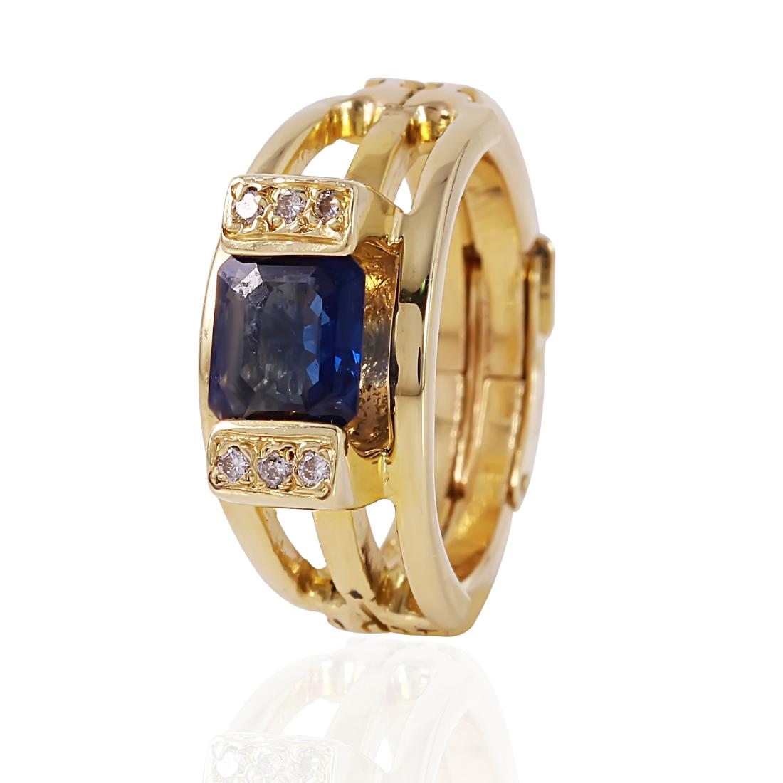 14KT Yellow Gold Sapphire and Diamond Ring (1 of 4)