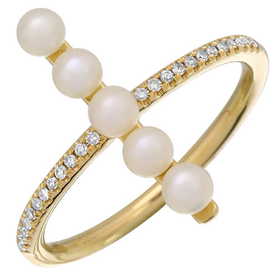 London Gallery Auctions Action Hero Art Fine Diamond Jewelry Auction 14kt Yellow Gold Pearl Ring