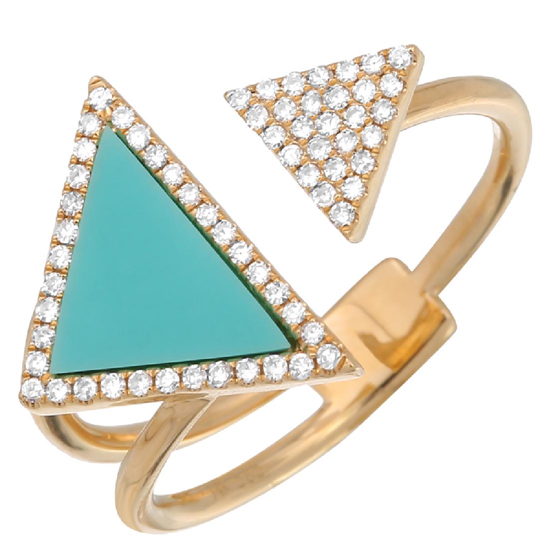 14KT Yellow Gold 0.77ctw Turquoise Diamond Ring Size (1 of 4)