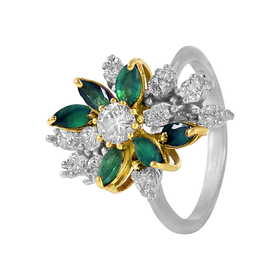 London Gallery Auctions Action Hero Art Fine Diamond Jewelry Auction 14kt Two Tone Gold Emerald And Diamond Tail Ring
