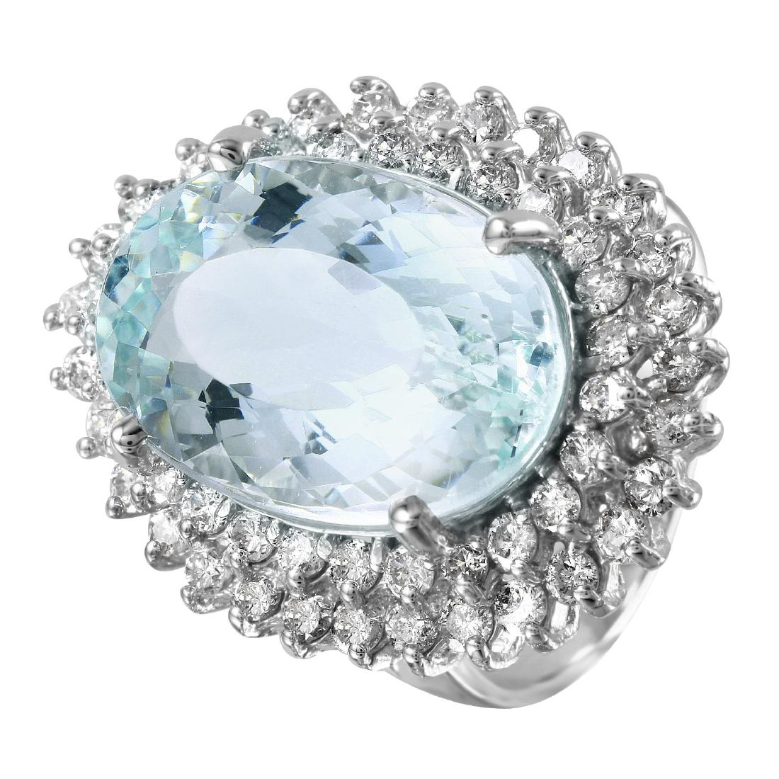 14KT White Gold 11.1ctw Aquamarine Diamond Cocktail (1 of 8)