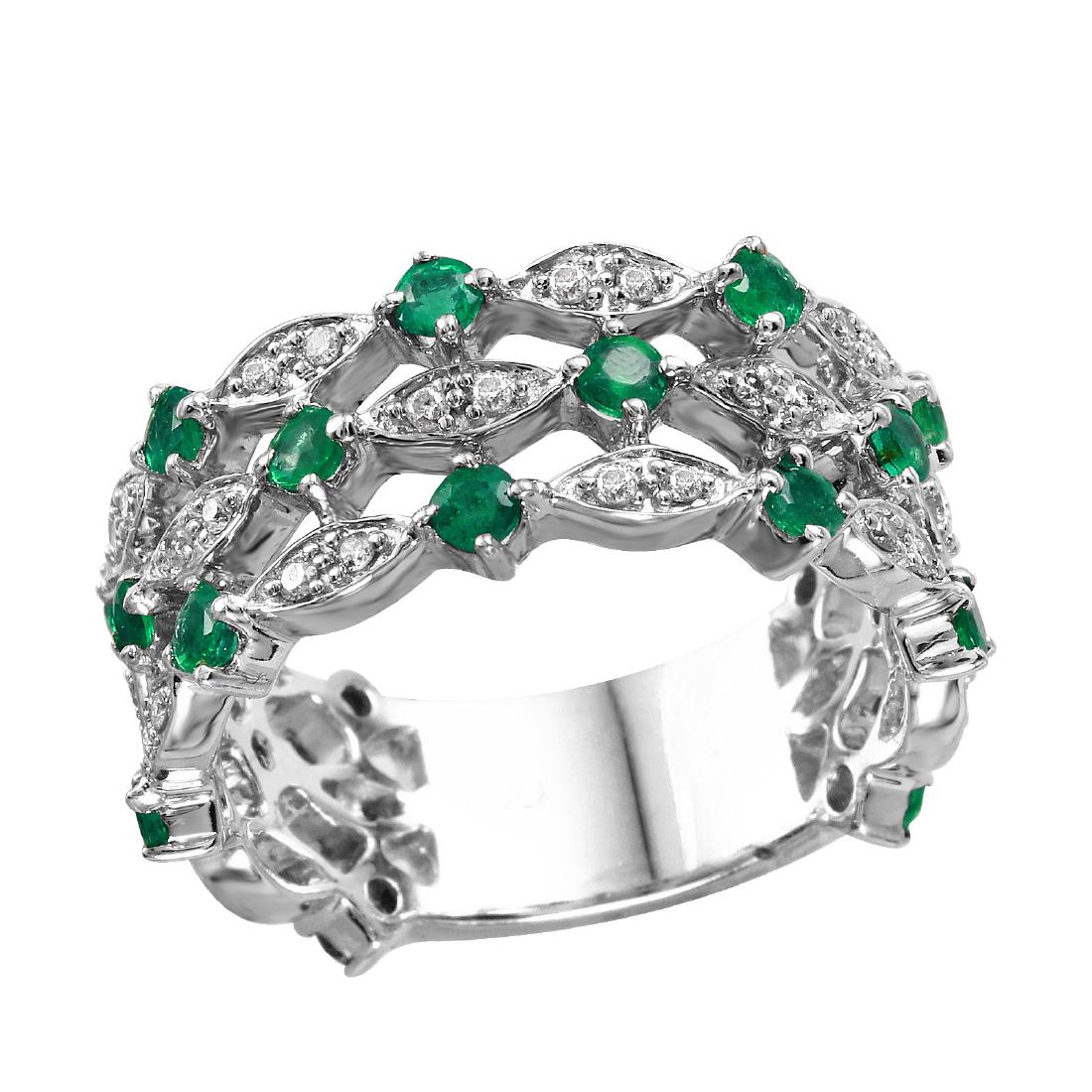 14KT White Gold 1.25ctw Emerald Diamond Ring Size 6.25 (1 of 6)