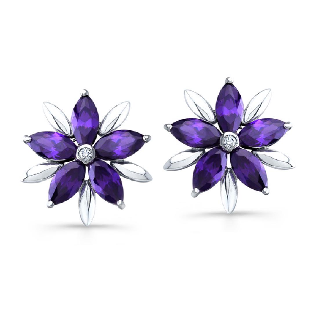 Sterling Silver Rhodium Plated Simulated Amethyst CZ (1 of 1)