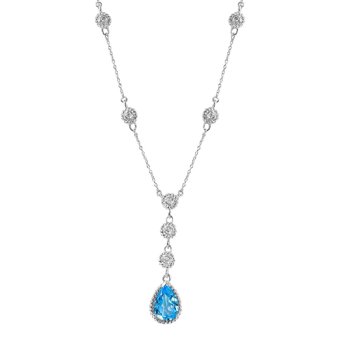 14KT White Gold 2.14ctw Topaz Diamond Necklace Length (1 of 8)
