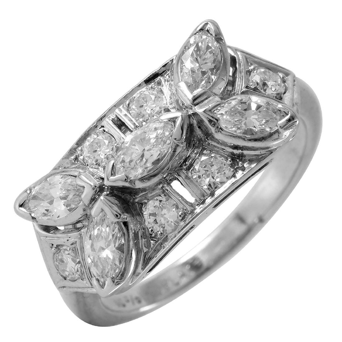 Platinum 1.60ctw Vintage Marquise Diamond Cocktail Ring (1 of 4)