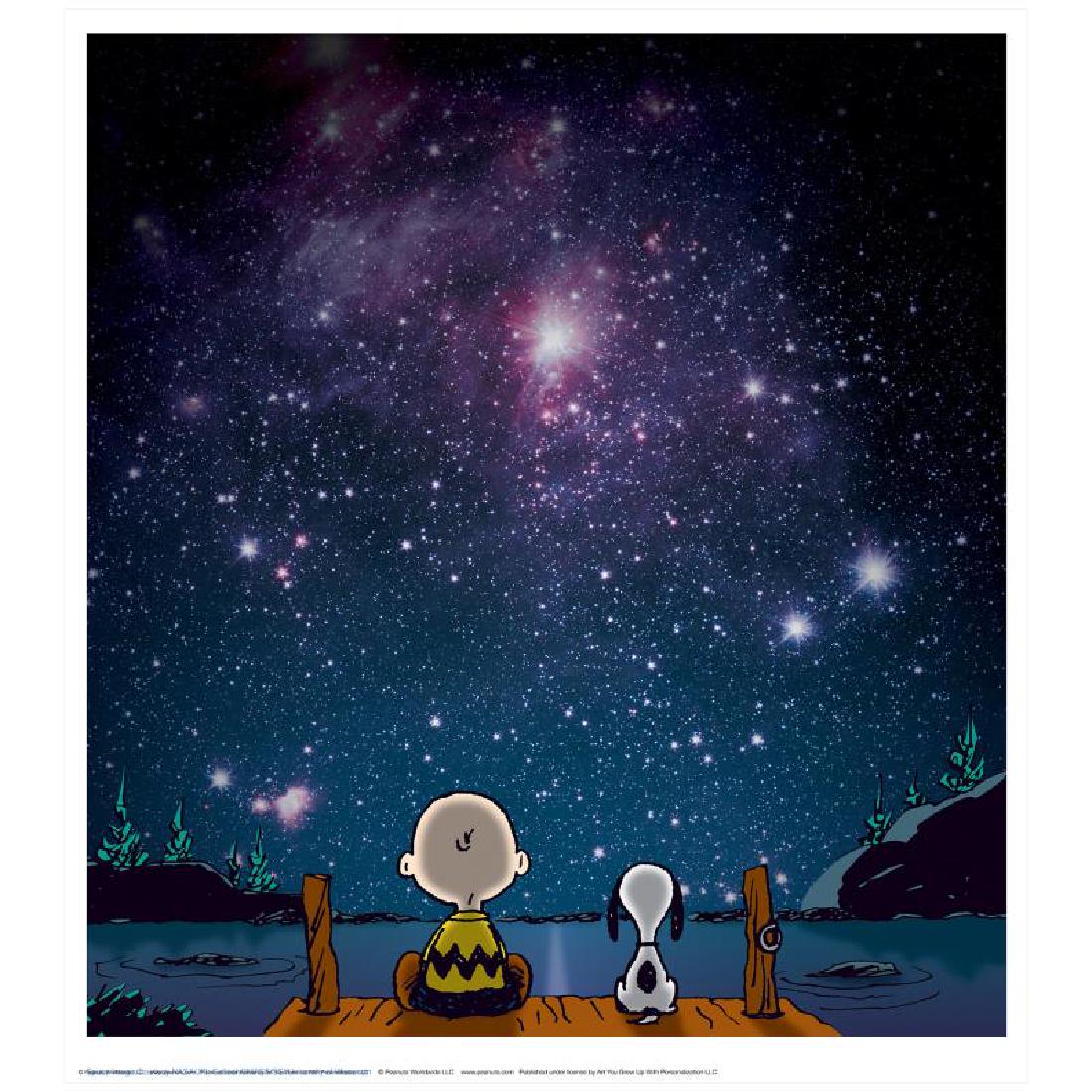 "Stars" Hand Numbered Limited Edition Chromatic Pigment: A beautiful edition combining the artwork of Schulz, with an official photograph from the NASA archives. Credited University of Wisconsin. You won't be able to stop looking at this stunning piece once