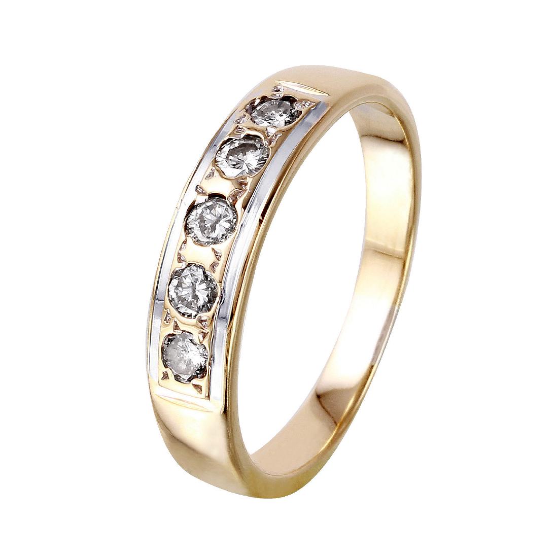 14KT Yellow Gold 0.3ctw Diamond Wedding Band Ring Size: This wedding band features round brilliant cut diamonds bead set along the top, all in brightly polished 14KT yellow gold. This band's flat edges allows it to be paired with a variety of other rings i