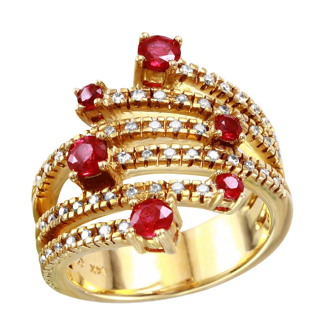 14KT Yellow Gold 1.03ctw Ruby Diamond Ring Size 6.25 (1 of 8)