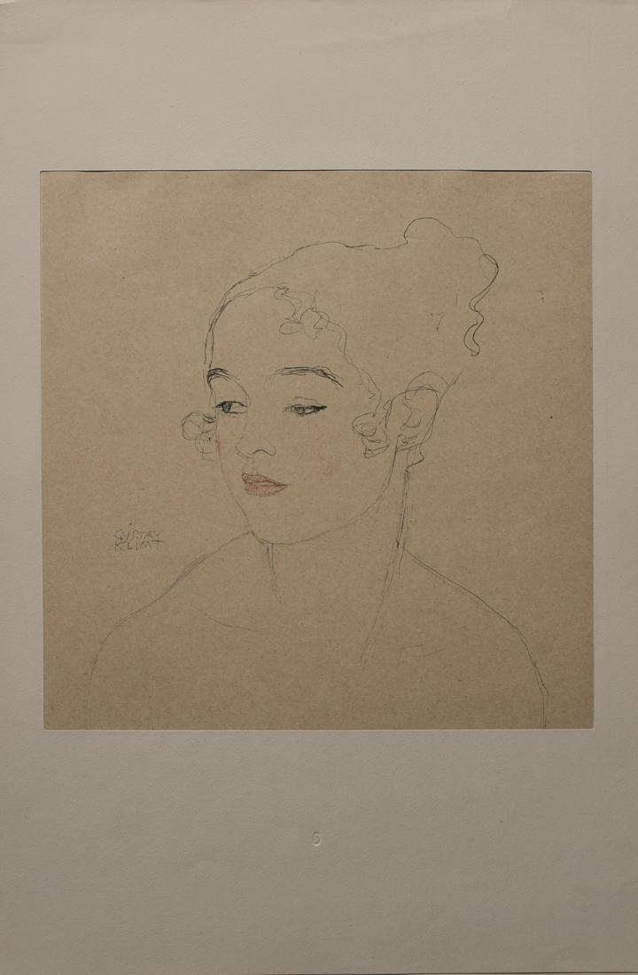 Sketch of a Child's Portrait (Red and Blue Tinted): Sketch of a Child's Portrait (Red and Blue Tinted) - From Fünfundzwanzig Handzeichnungen By Gustav Klimt, 1919. Fünfundzwanzig Handzeichnungen contains twenty-five monochrome and two-color collotype