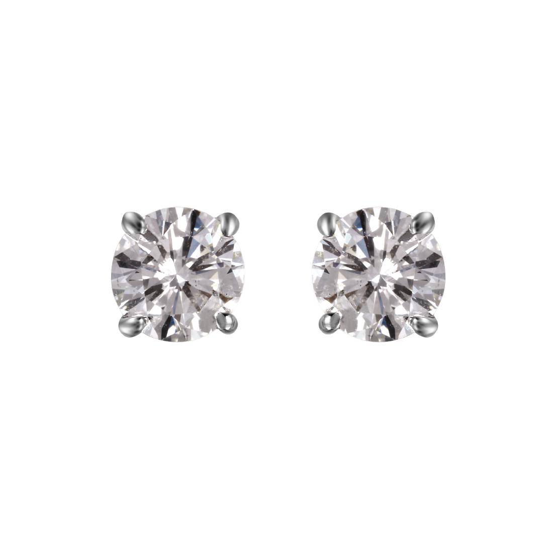 14KT White Gold 1.24ctw Diamond Stud Earrings L1653 (1 of 4)