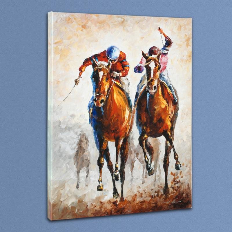 "Contenders" LIMITED EDITION Giclee on Canvas by Leonid: Leonid Afremov's masterful use of color and texture make his paintings unique collectibles that are sure to brighten any wall. "Contenders" is a limited edition giclee on stretched canvas, numbered in