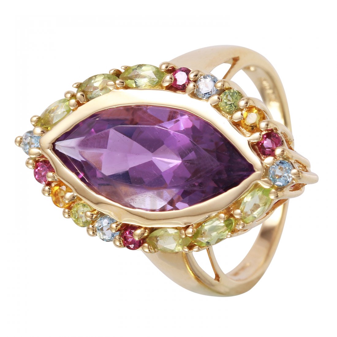 14KT Yellow Gold Multi - Color Stone Ring (1 of 1)