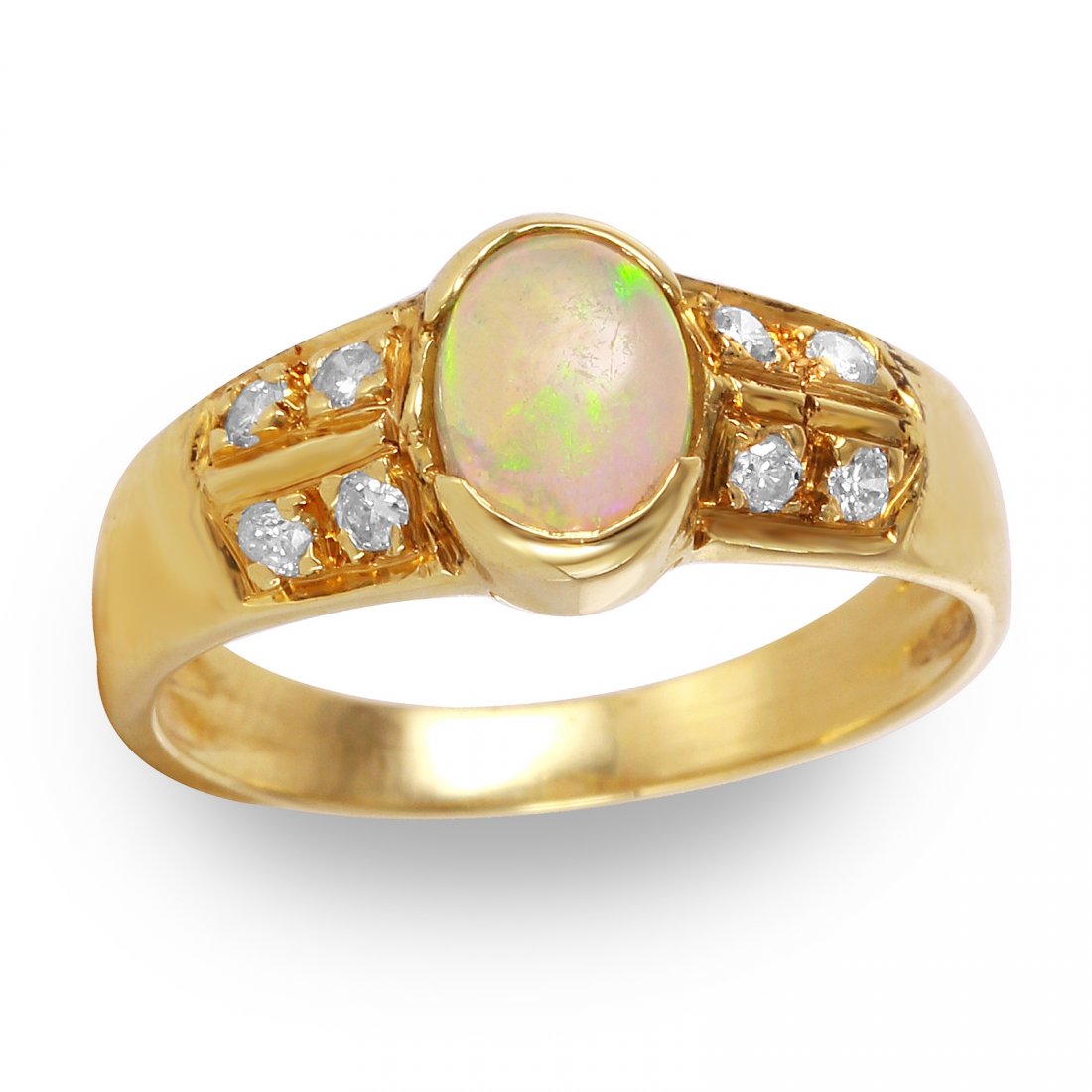 14KT Yellow Gold Opal and Diamond Ring (1 of 2)