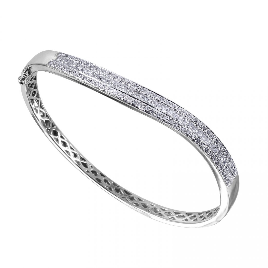 14KT White Gold Diamond Bangle Bracelet (1 of 3)