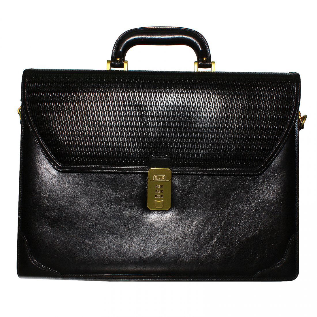 BALLY Black Leather Briefcase with Brass Detail and (1 of 7)